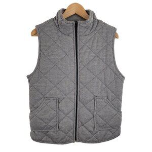 Staccato Black/White Herringbone Full Zip Quilted Puffer Vest Womens Size Large